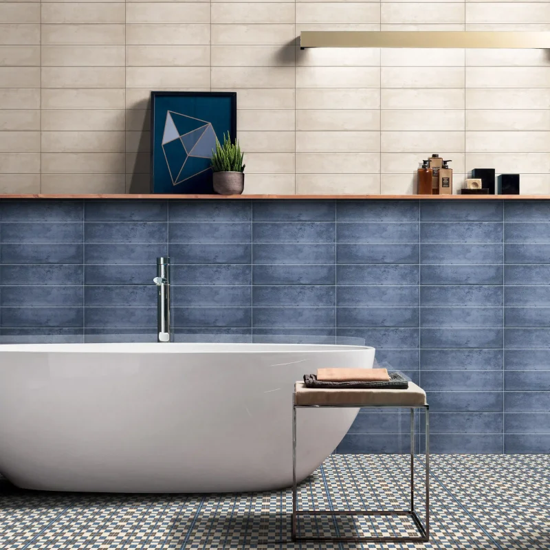 Petra Naval - Navy Blue Rustic look Glossy Subway tiles