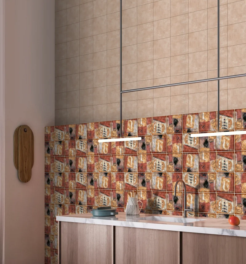 SILK CHERRY - Rustic Rose Red Color Tiles