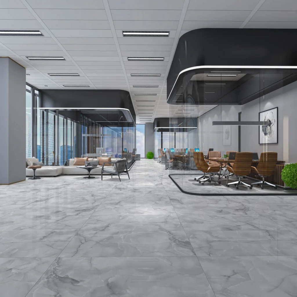 ARAVAIL GREY - Glossy Vitrified Tile | Marble Look