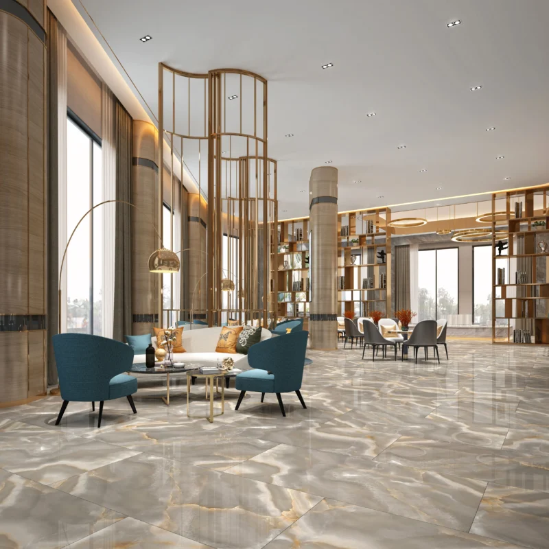 CLOUDY BROWN - Glossy Vitrified Tile | Cloud Marble Look 