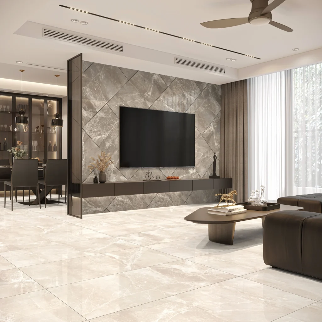 ESPADA BROWN-2 - Glossy Vitrified Tile | Marble Look 