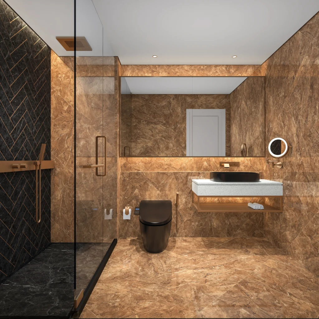 FORMA BROWN - Glossy Vitrified Tile | Marble Look