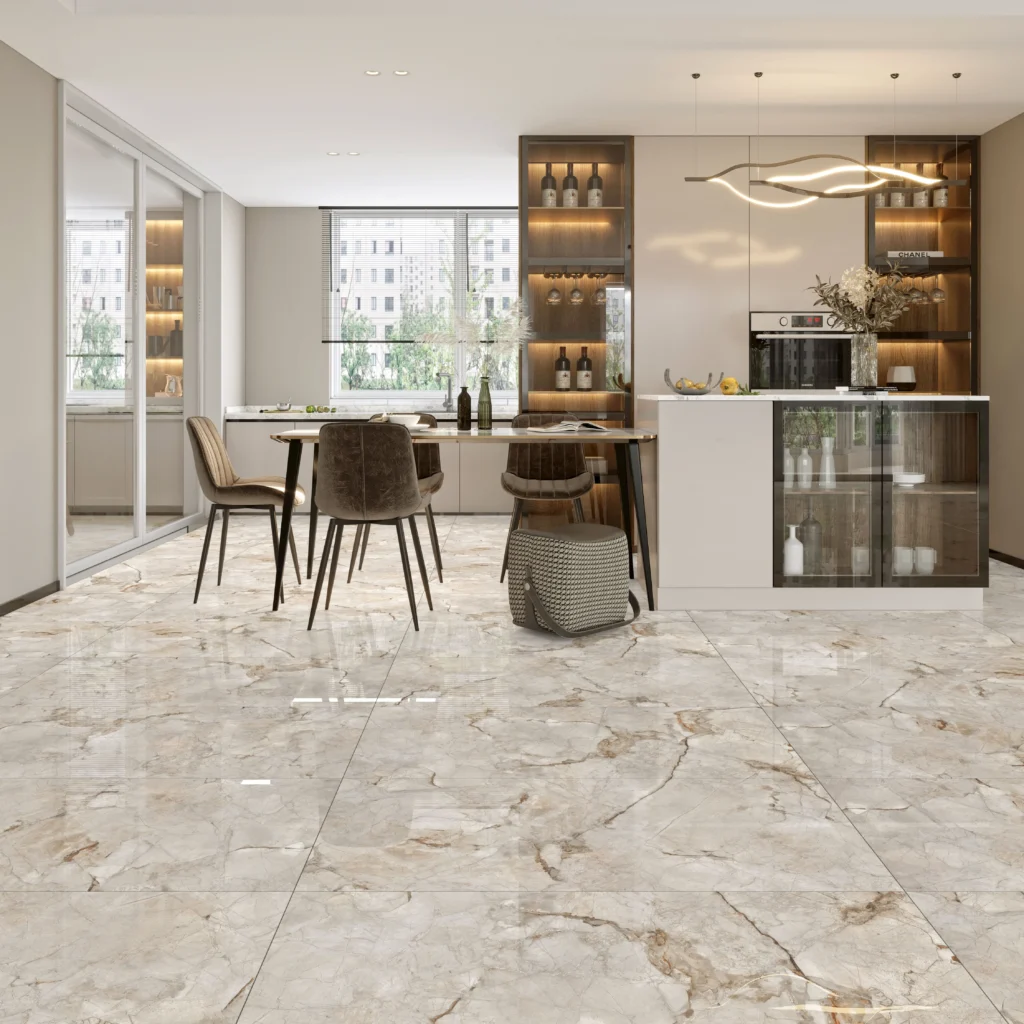 FANTEASY BEIGE - Glossy Vitrified Tile | Stone Look 