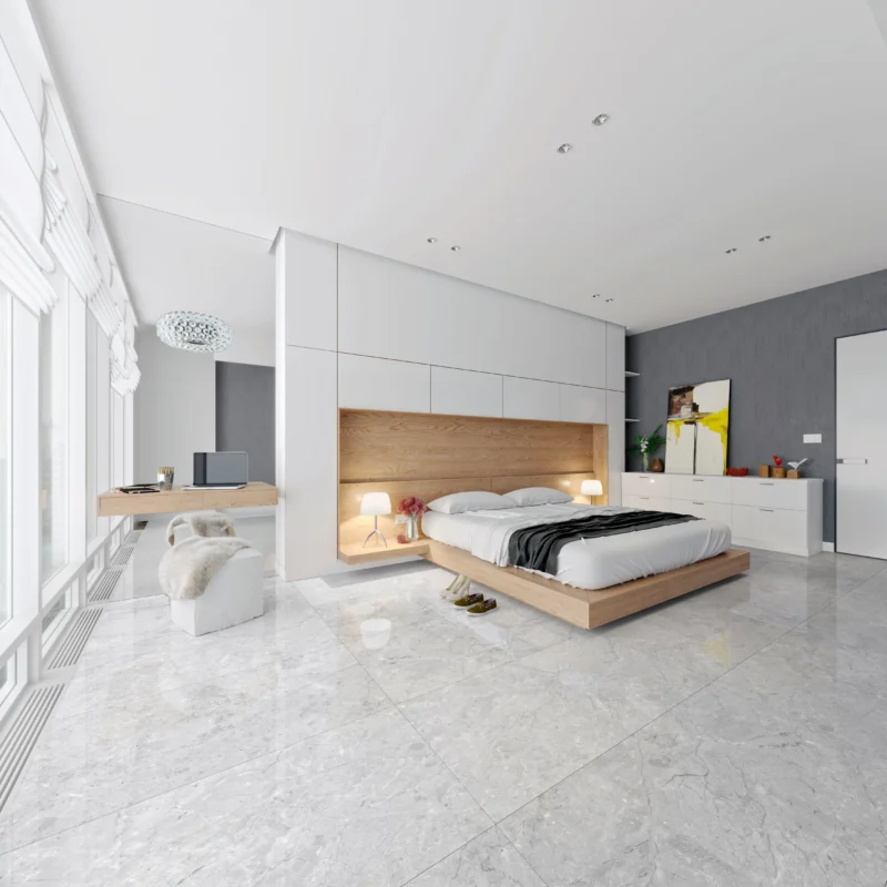 FRENCH GREY - Glossy Vitrified Tile | European Marble Look 