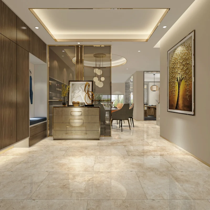 SLATY CREMA - Glossy Vitrified Tile | Slate Look 