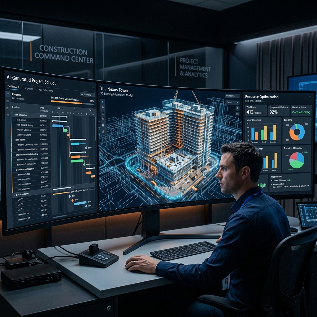 AI construction project planning and BIM modeling dashboard