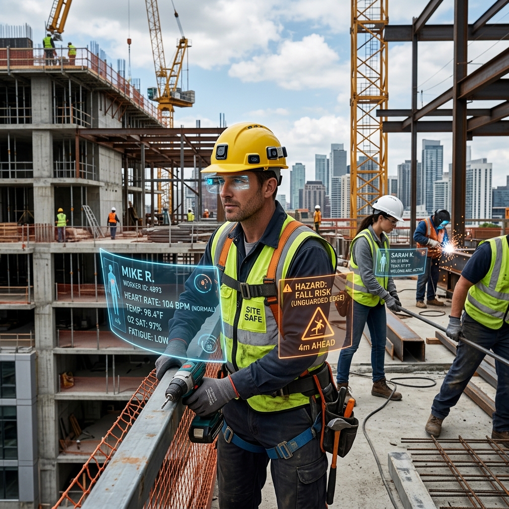 AI monitored construction site safety system and smart wearables