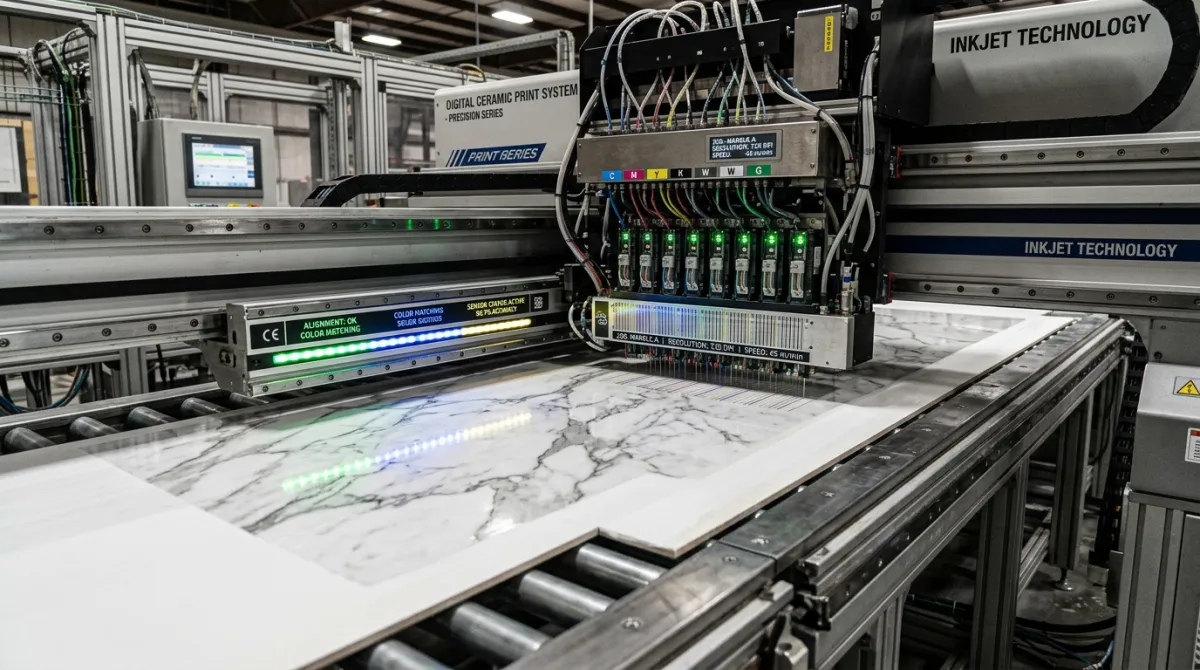 High precision industrial digital inkjet tile printing system applying detailed art pattern